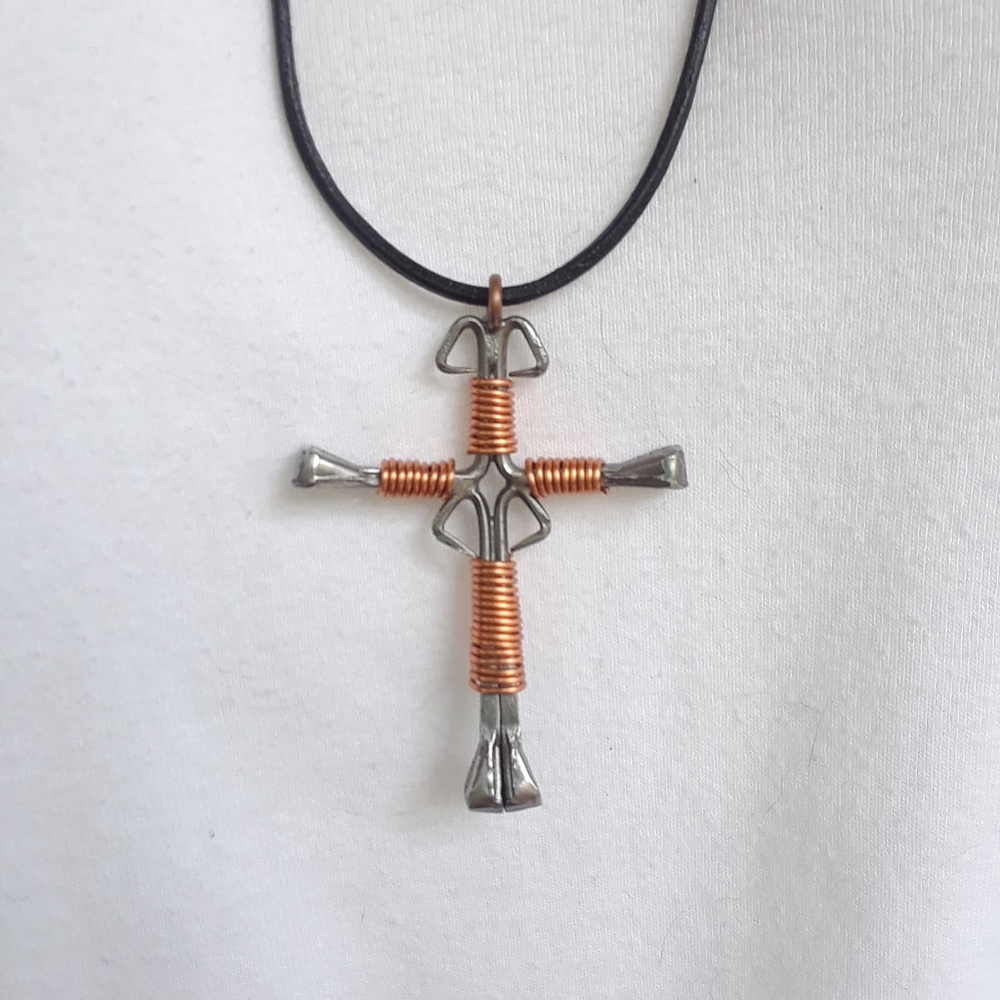 Nail cross long necklace